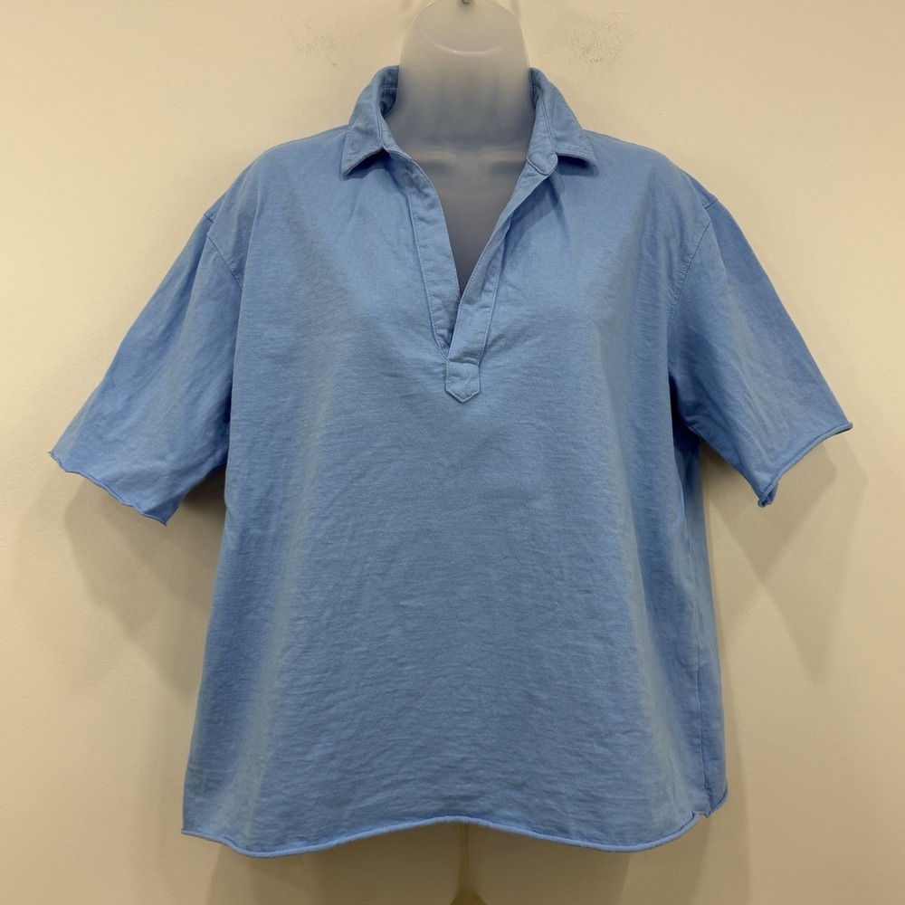 Frank & Eileen Patty Short Sleeve Henley M Blue Coastal Capsule Quiet Luxury